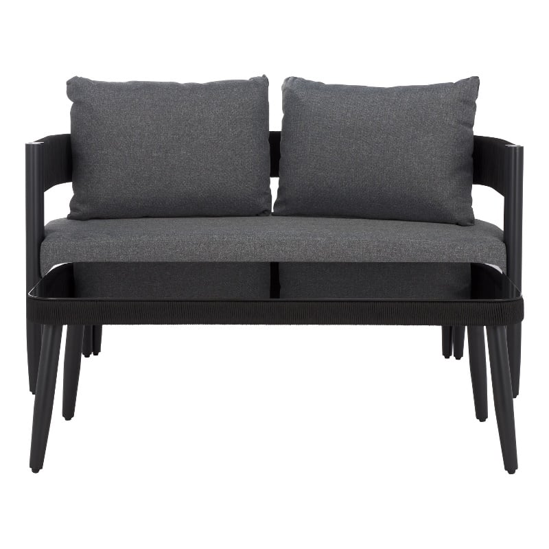 Safavieh Viola Steel Bench and Table  in Black / Gray
