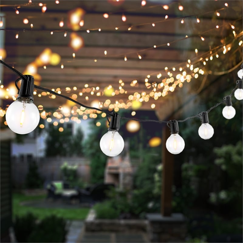 Safavieh Leigh LED Metal and Glass Outdoor String Light in Black