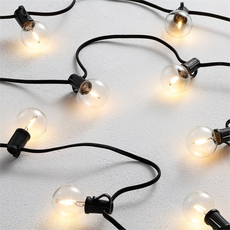 Safavieh Leigh LED Metal and Glass Outdoor String Light in Black