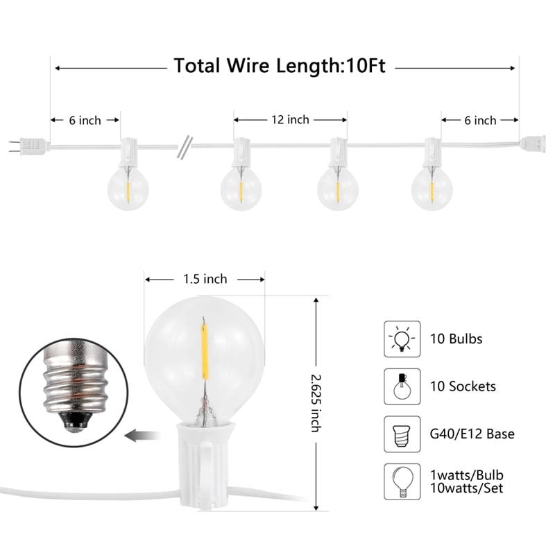 Safavieh Chiera LED Metal and Glass Outdoor String Light in White