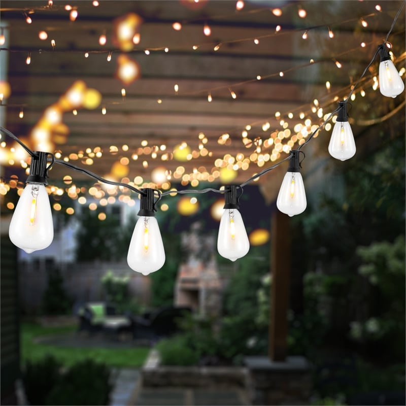 Safavieh Dorcia LED Metal and Glass Outdoor String Light in Black