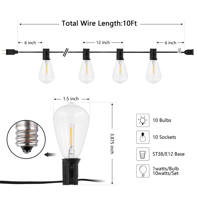 Safavieh Dorcia LED Metal and Glass Outdoor String Light in Black