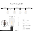 Safavieh Dorcia LED Metal and Glass Outdoor String Light in Black