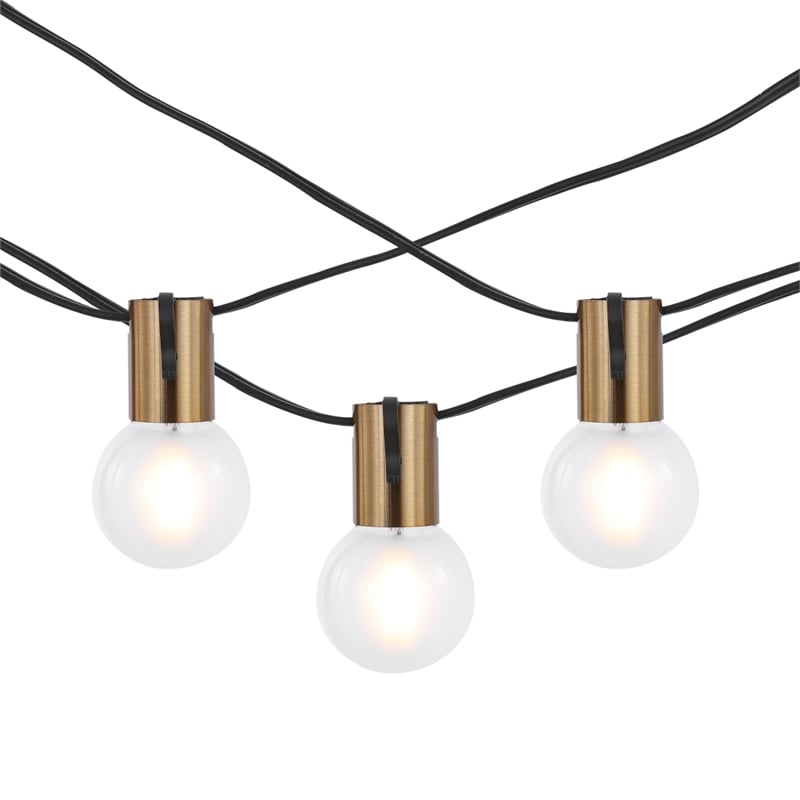 Safavieh Farrynn LED Metal and Glass Outdoor String Light in Brass / Black
