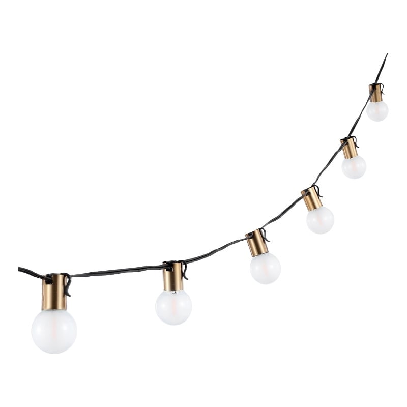 Safavieh Farrynn LED Metal and Glass Outdoor String Light in Brass / Black