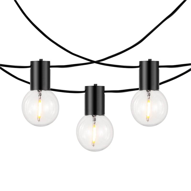 Safavieh Huron LED Metal and Glass Outdoor String Light in Black