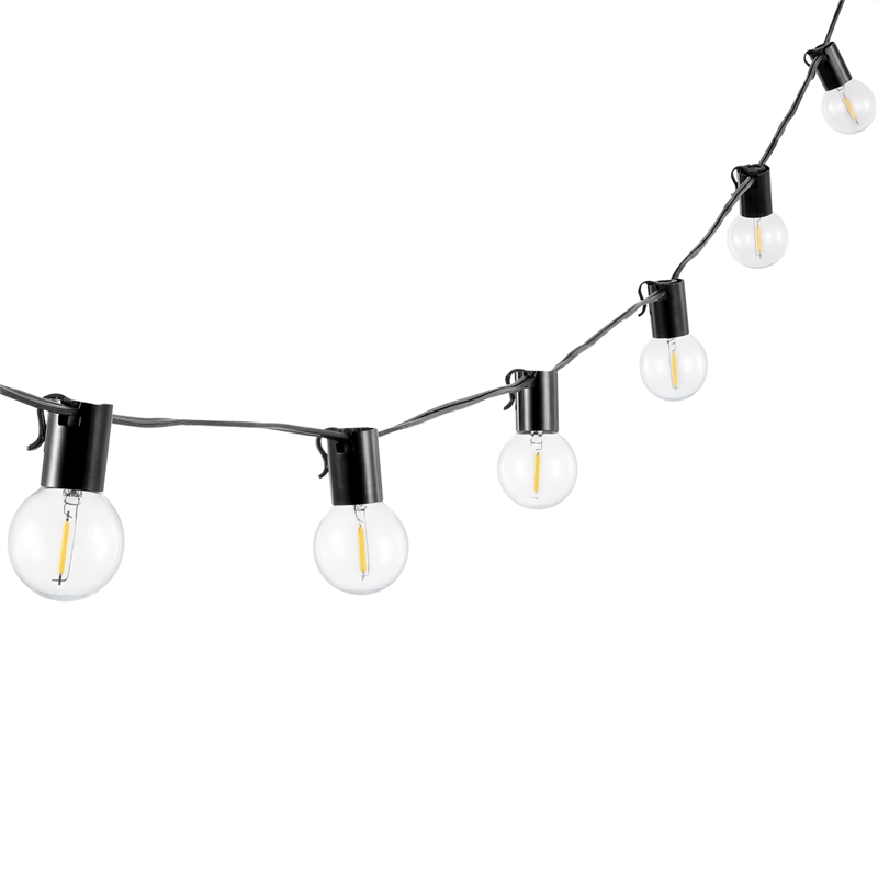 Safavieh Huron LED Metal and Glass Outdoor String Light in Black