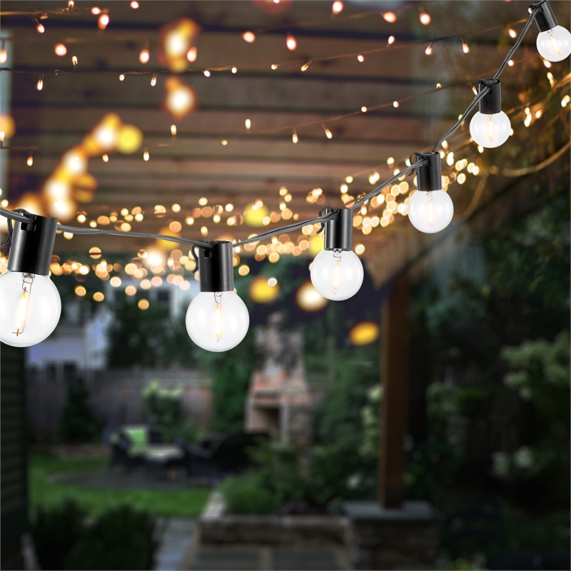 Safavieh Huron LED Metal and Glass Outdoor String Light in Black