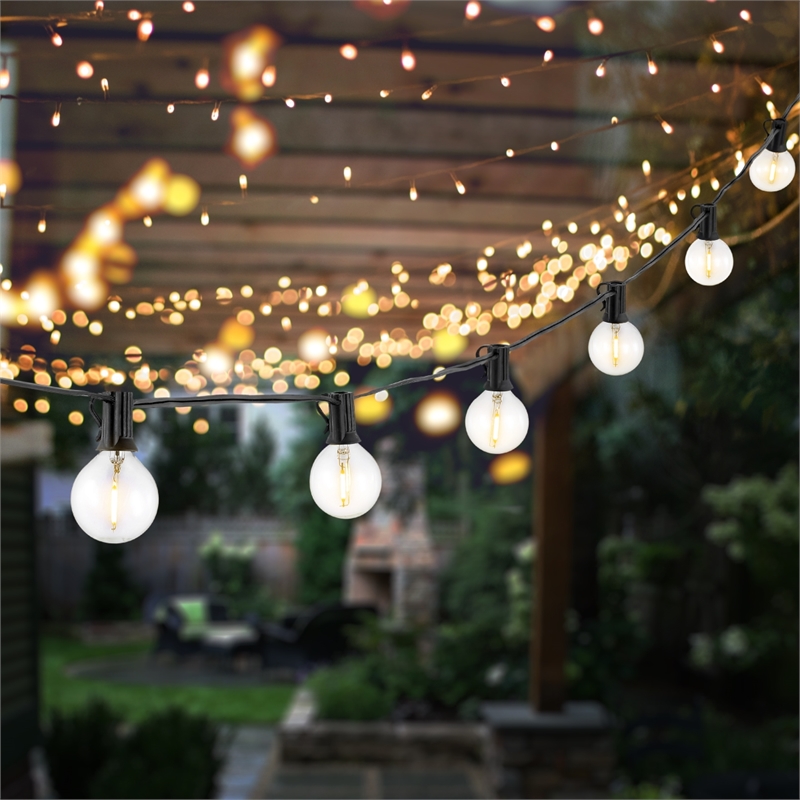 Safavieh Jenica LED Metal and Glass Outdoor String Light in Black