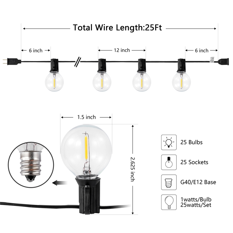 Safavieh Jenica LED Metal and Glass Outdoor String Light in Black