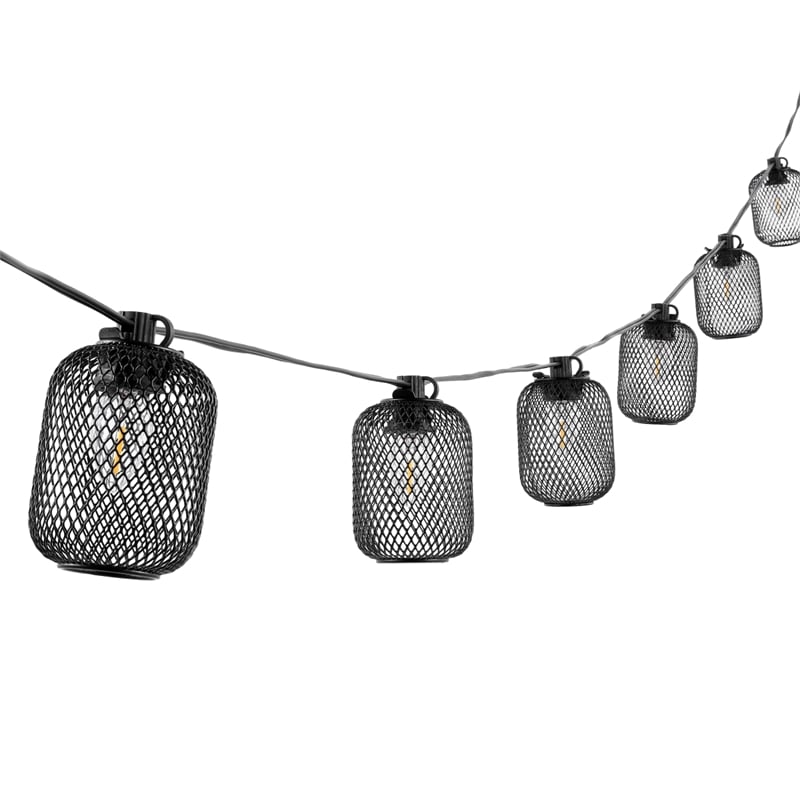 Safavieh Jepsen LED Metal and Glass Outdoor String Light in Black