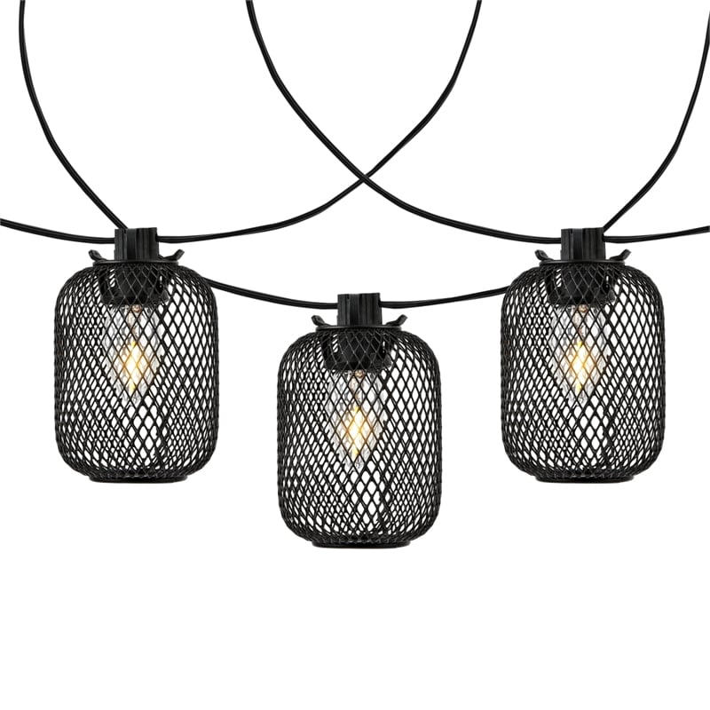 Safavieh Jepsen LED Metal and Glass Outdoor String Light in Black
