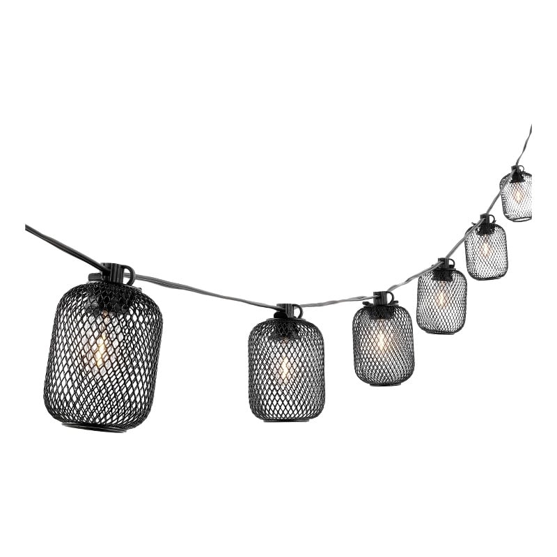 Safavieh Jepsen LED Metal and Glass Outdoor String Light in Black