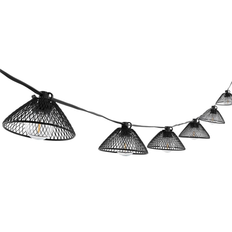 Safavieh Junia LED Metal and Glass Outdoor String Light in Black
