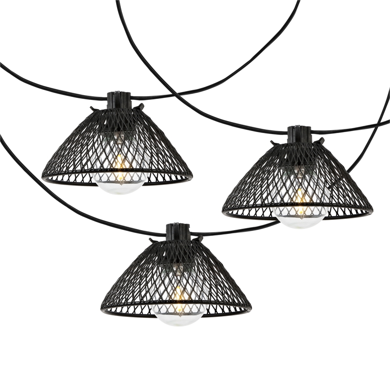 Safavieh Junia LED Metal and Glass Outdoor String Light in Black