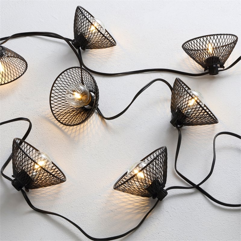 Safavieh Junia LED Metal and Glass Outdoor String Light in Black