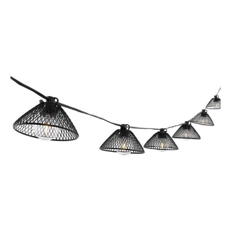 Safavieh Junia LED Metal and Glass Outdoor String Light in Black