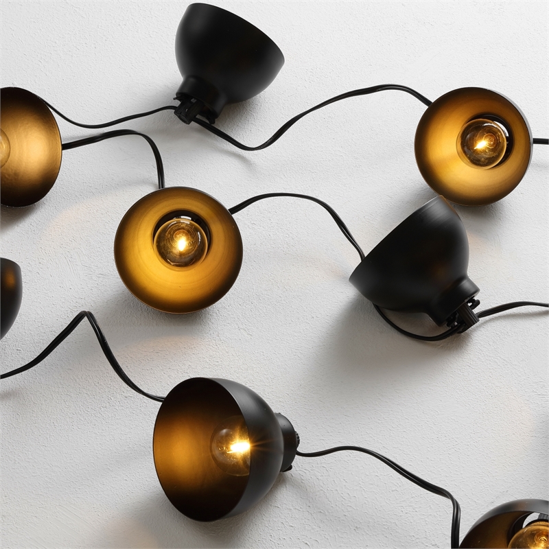Safavieh Claudie LED Metal and Glass Outdoor String Light in Black