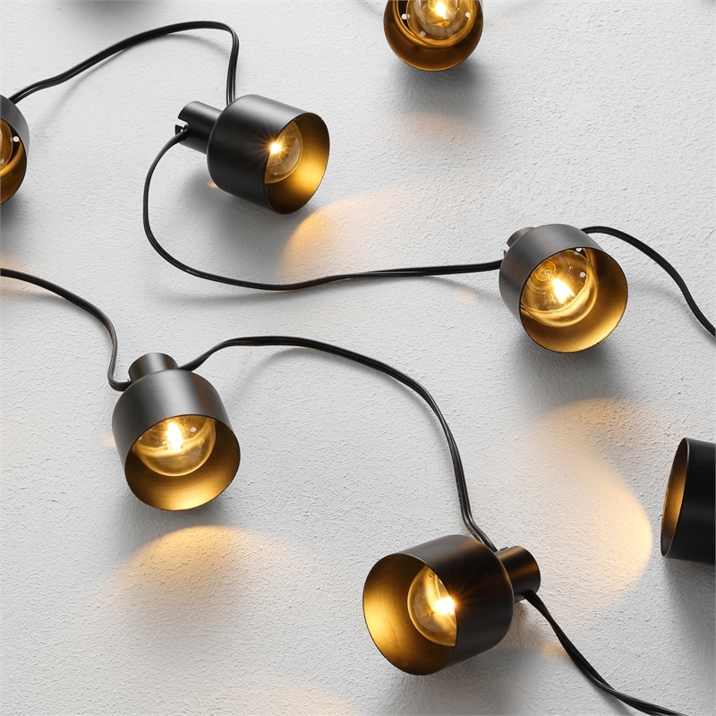 Safavieh Adaner LED Plastic and Metal Outdoor String Light in Black