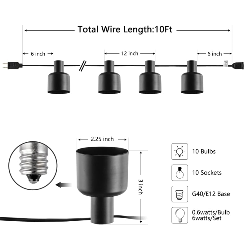 Safavieh Adaner LED Plastic and Metal Outdoor String Light in Black