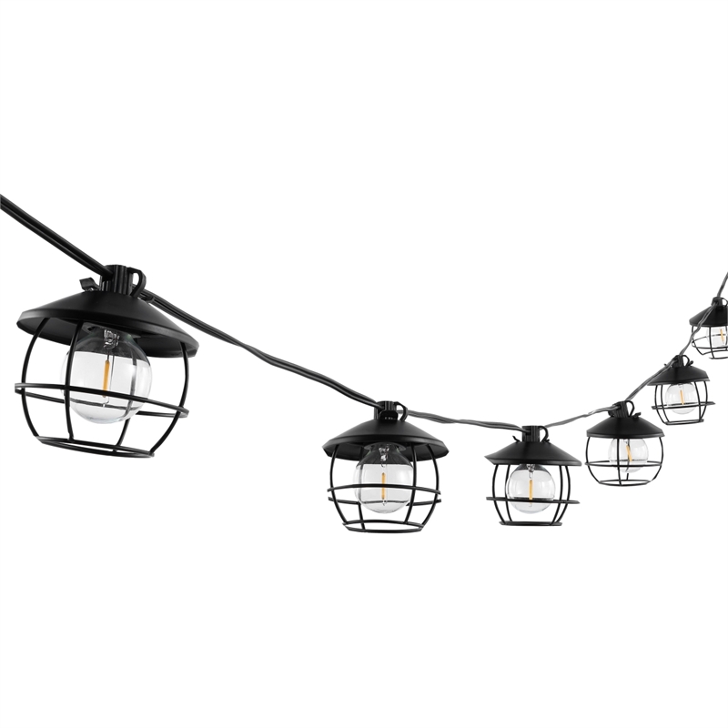 Safavieh Agitha LED Plastic and Metal Outdoor String Light in Black