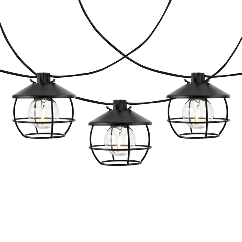 Safavieh Agitha LED Plastic and Metal Outdoor String Light in Black