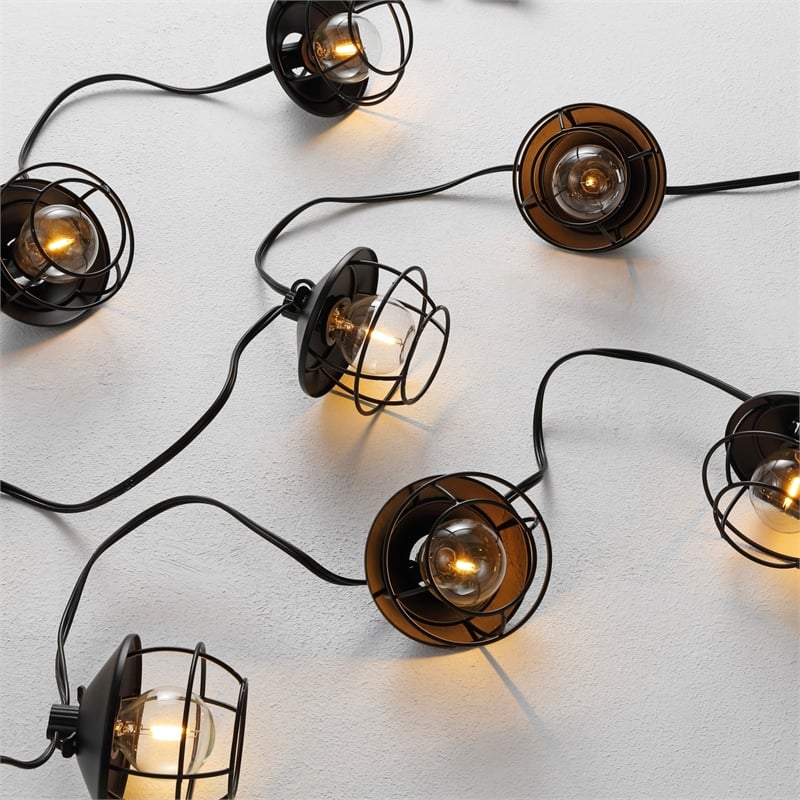 Safavieh Agitha LED Plastic and Metal Outdoor String Light in Black