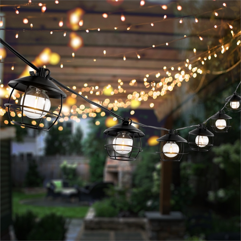 Safavieh Agitha LED Plastic and Metal Outdoor String Light in Black