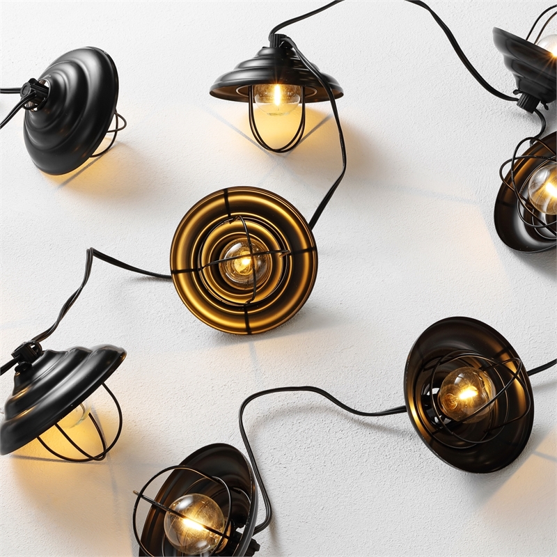 Safavieh Aislin LED Plastic and Metal Outdoor String Light in Black