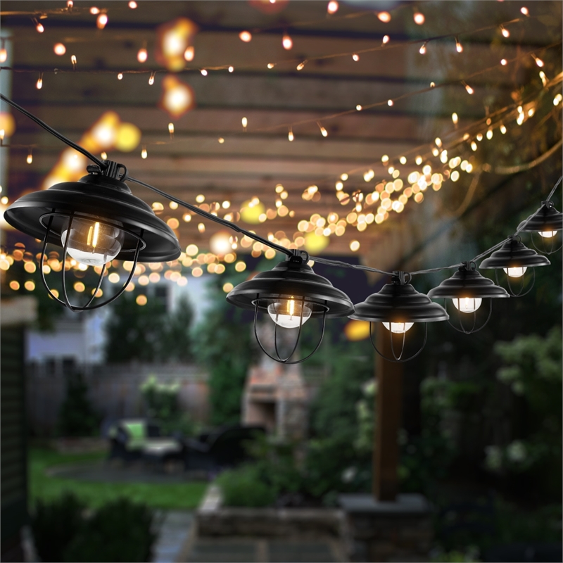 Safavieh Aislin LED Plastic and Metal Outdoor String Light in Black