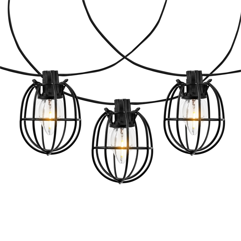 Safavieh Garnet LED Plastic and Metal Outdoor String Light in Black