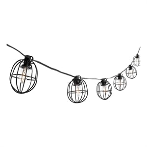 Safavieh Garnet LED Plastic and Metal Outdoor String Light in Black