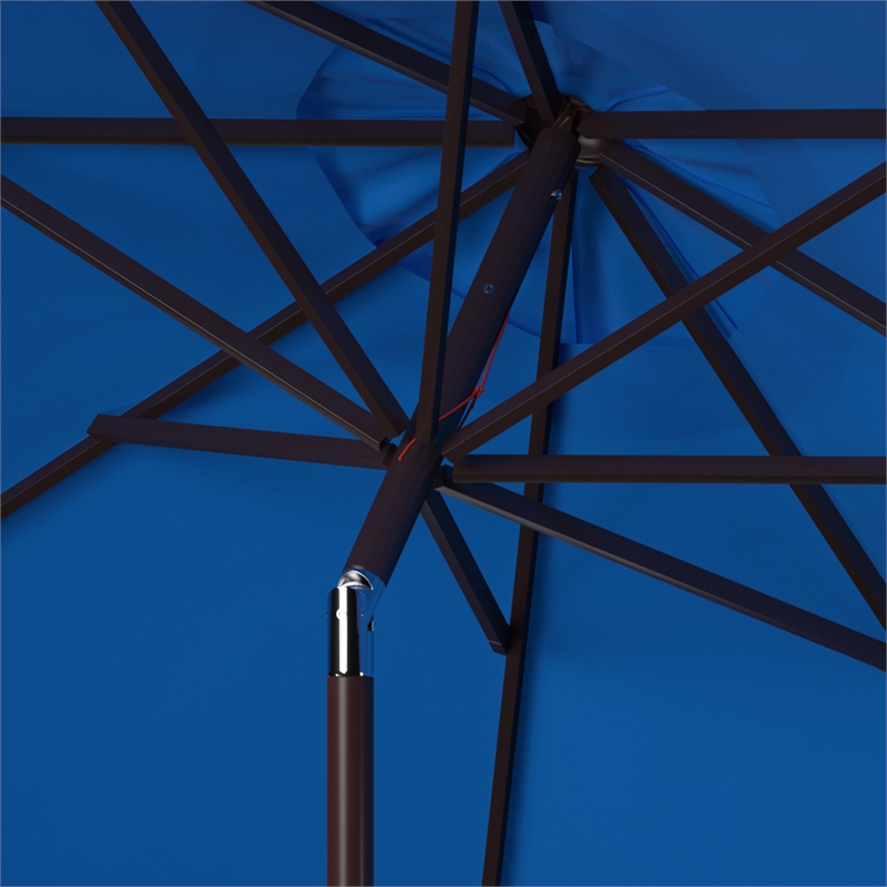 Safavieh Zimmerman 9 Ft Metal and Fabric Crank Umbrella in Blue