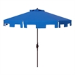 Safavieh Zimmerman 9 Ft Metal and Fabric Crank Umbrella in Blue