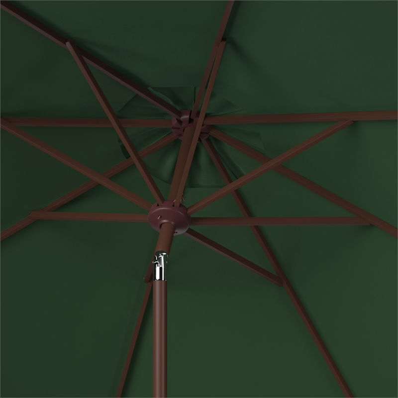 Safavieh Ortega 9 Ft Metal and Fabric Crank Umbrella in Green