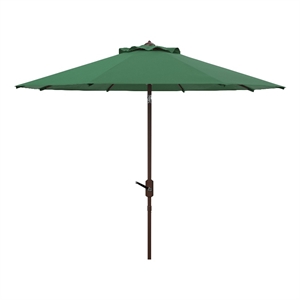 Safavieh Ortega 9 Ft Metal and Fabric Crank Umbrella in Green