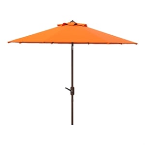 Safavieh Ortega 9 Ft Metal and Fabric Crank Umbrella in Orange
