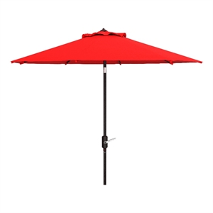 Safavieh Ortega 9 Ft Metal and Fabric Crank Umbrella in Red