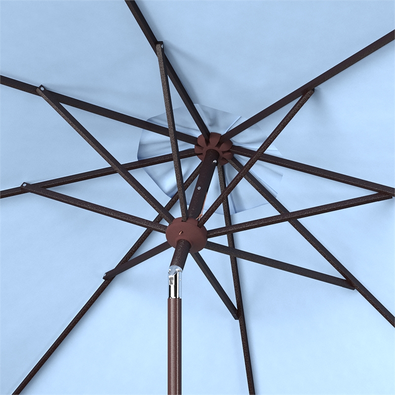 Safavieh Ortega 9 Ft Metal and Fabric Crank Umbrella  in Baby Blue