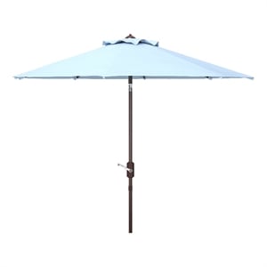 Safavieh Ortega 9 Ft Metal and Fabric Crank Umbrella  in Baby Blue