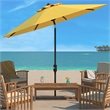 Safavieh Ortega 9 Ft Metal and Fabric Crank Umbrella in Yellow