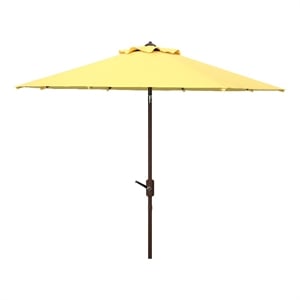 Safavieh Ortega 9 Ft Metal and Fabric Crank Umbrella in Yellow