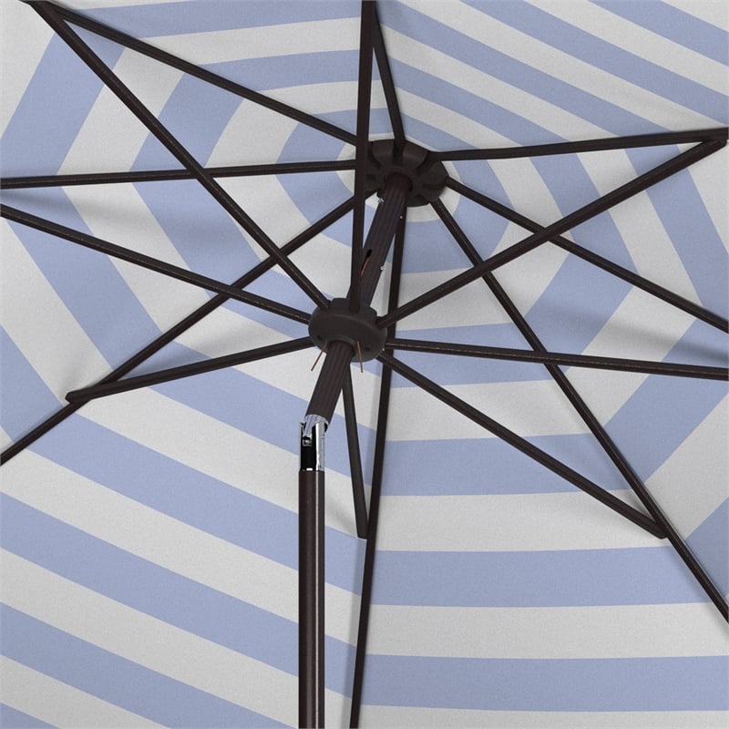 Safavieh Iris Fashion Line 9Ft Round Metal and Fabric Umbrella in Blue