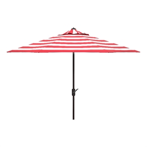Safavieh Iris Fashion Line 9Ft Round Metal and Fabric Umbrella in Red / White