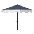 Safavieh City Fashion 9Ft Round Metal and Fabric Umbrella in Navy / Ivory