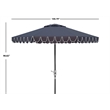 Safavieh Elegant Valance 9Ft Round Metal and Fabric Umbrella in Navy / White