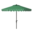 Safavieh Elegant Valance 9Ft Round Metal and Fabric Umbrella in Green