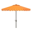 Safavieh Elegant Valance 9Ft Round Metal and Fabric Umbrella in Orange