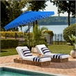Safavieh Elegant Valance 9Ft Round Metal and Fabric Umbrella in Blue