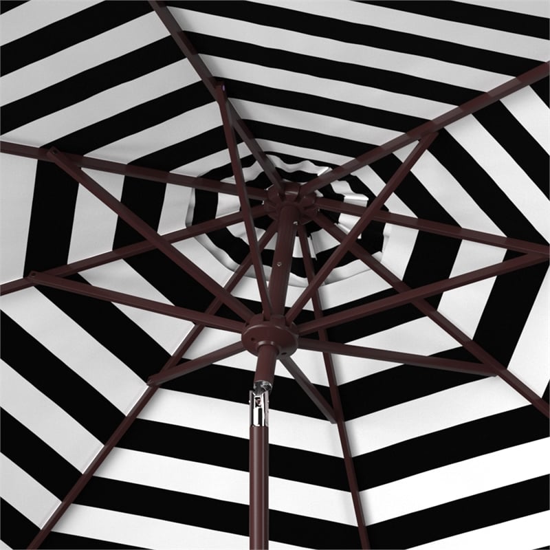 Safavieh Athens 9Ft Metal and Fabric Crank Umbrella in Black